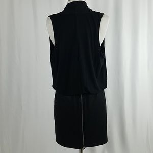 Krisa Black Dress V Neck Sleeveless Mini